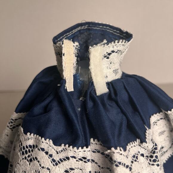 Vintage Handmade Barbie Dress Southern Belle Gown Navy Blue White Lace OOAK - Picture 6 of 16